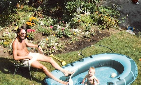 Dad and baby pool